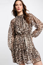 Robe courte droite imprimée multicolore femme