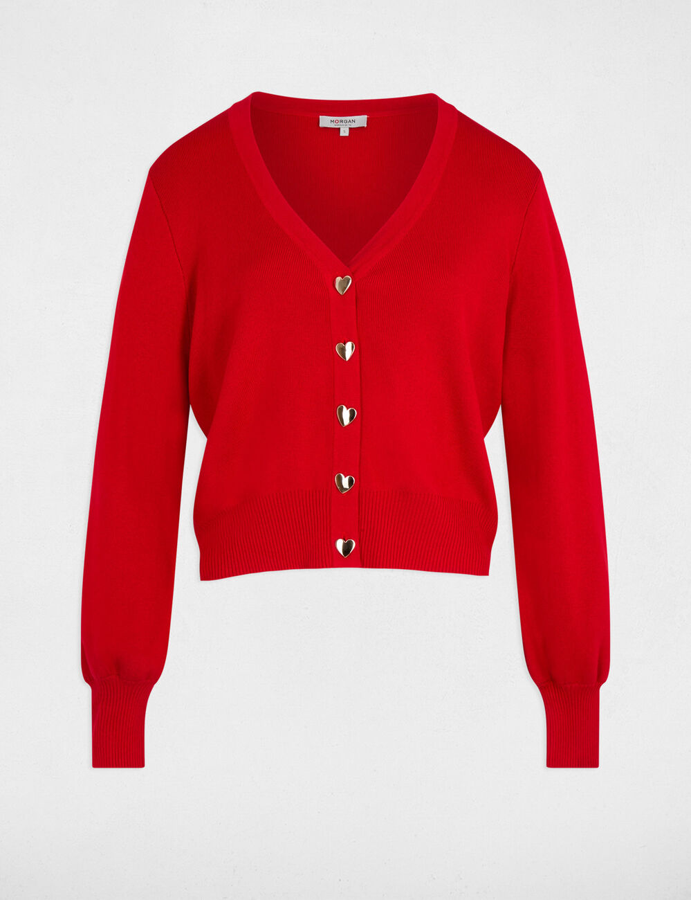 Fitted V-neck cardigan red women