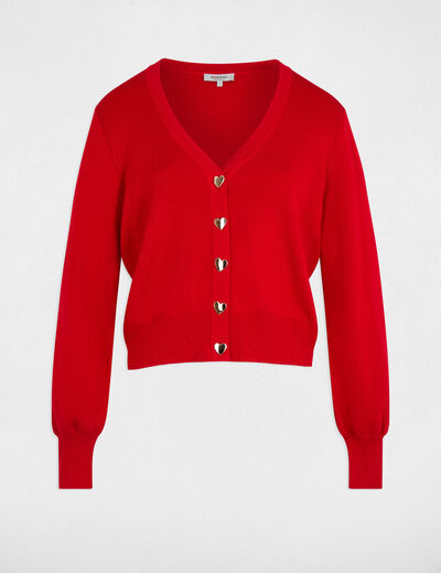 Fitted V-neck cardigan red women