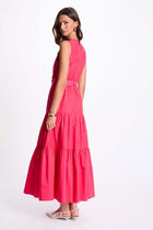 Maxi straight dress fuchsia pink women