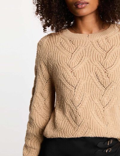 fancy knit sweater beige women Fancy knit sweater beige women