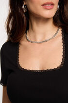 Short-sleeved ribbed t-shirt black women