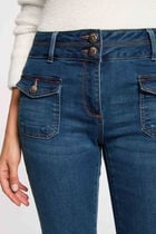 Bootcut jeans pockets buttons stone wash denim women