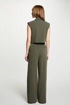 High-waisted wide-leg trousers khaki green women