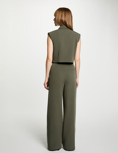 High-waisted wide-leg trousers khaki green women