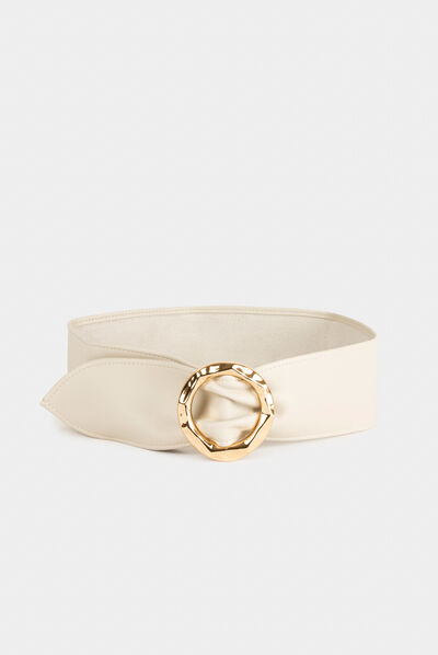 Belt with round buckle beige ladies'