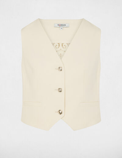 Sleeveless lace cardigan cream women