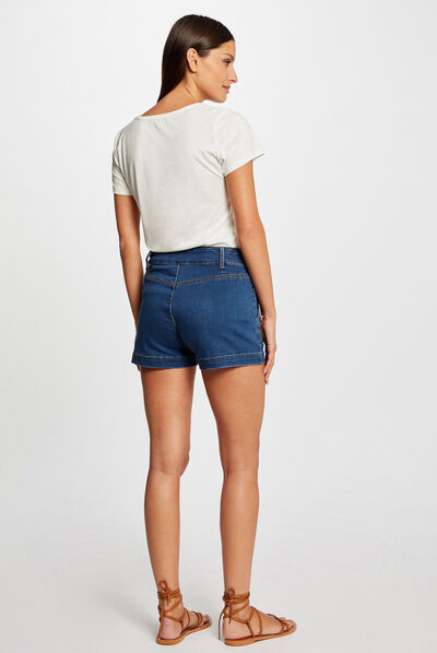 Short-sleeved t-shirt with message ecru ladies'