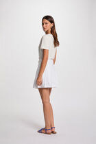 Jupe en jean plissée blanc femme