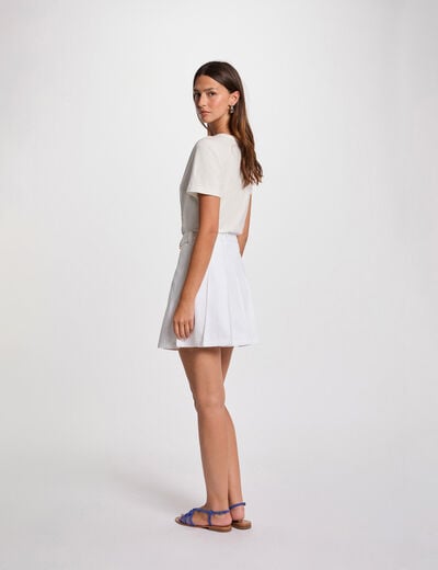 Pleated denim skirt white women