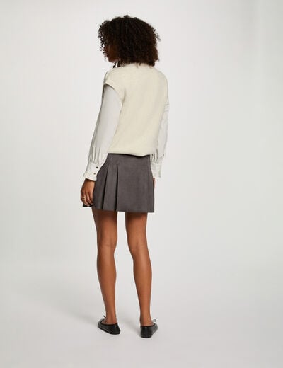 Mini suede skirt dark grey women