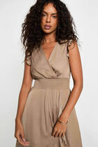 Sleeveless loose straight dress taupe women