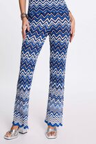 Printed knitted trousers electric blue women
