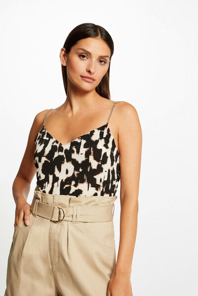 Printed vest top with chain details multico ladies'