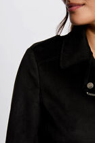 Zipped short suede jacket black women