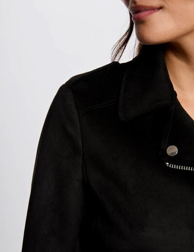 Zipped short suede jacket black women