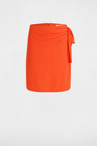 Jupe portefeuille drapée orange foncé femme