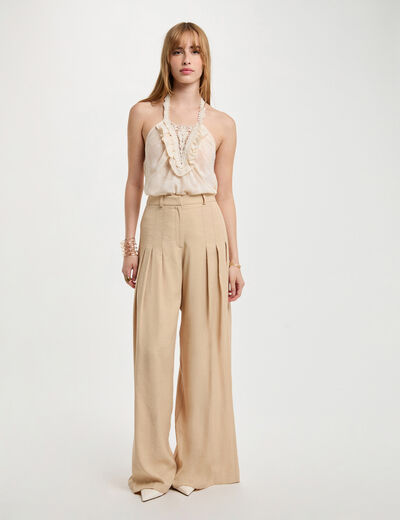Top with lace detail cream women