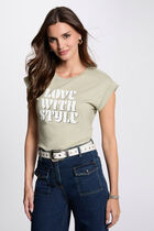 T-shirt with message light green women