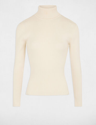 Ribbed jumper turtleneck ivory women