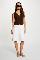 Fitted v-neck cardigan dark brown women