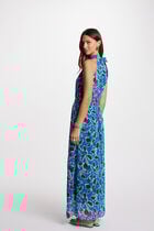 Robe longue évasée imprimée multicolore femme