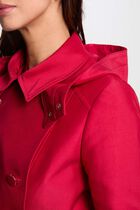 Waisted belted trenchcoat with hood red women