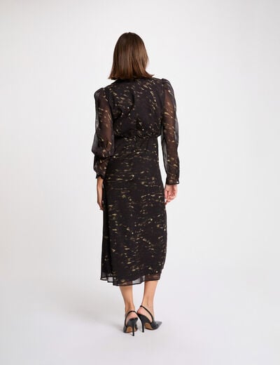 Long dress with puffed sleeves multicolor women