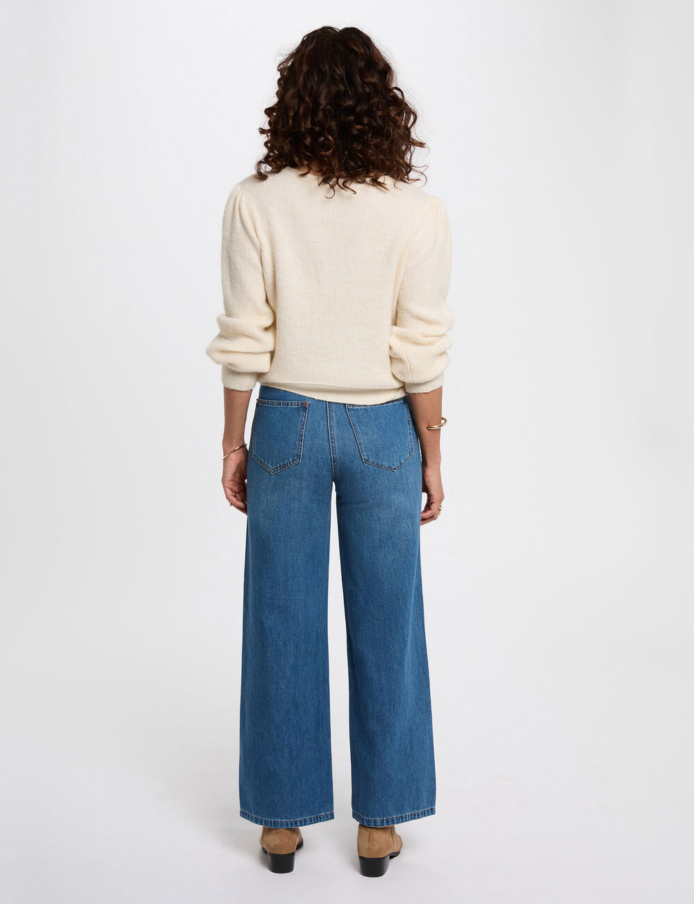Fitted cropped sweater ivory women