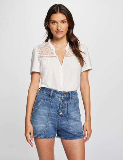 Short-sleeved t-shirt ecru women