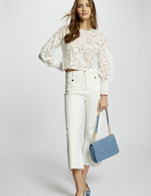 cropped wide leg trousers ivory women Cropped wide leg trousers ivory women