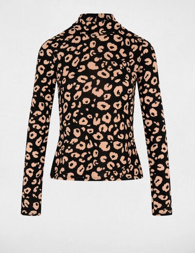 Fitted high neck t-shirt black women