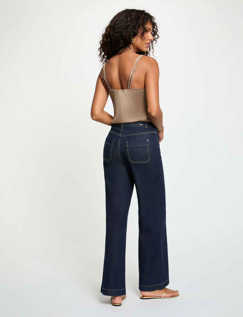Satin top with straps taupe women