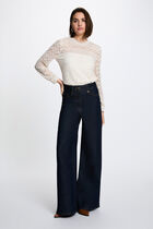 Long-sleeve lace t-shirt ivory women