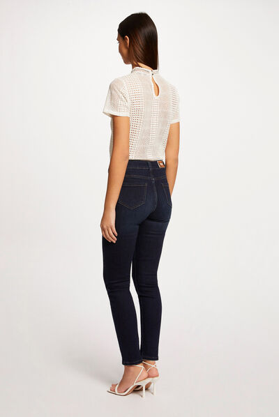 Short-sleeved t-shirt with lace ecru ladies'