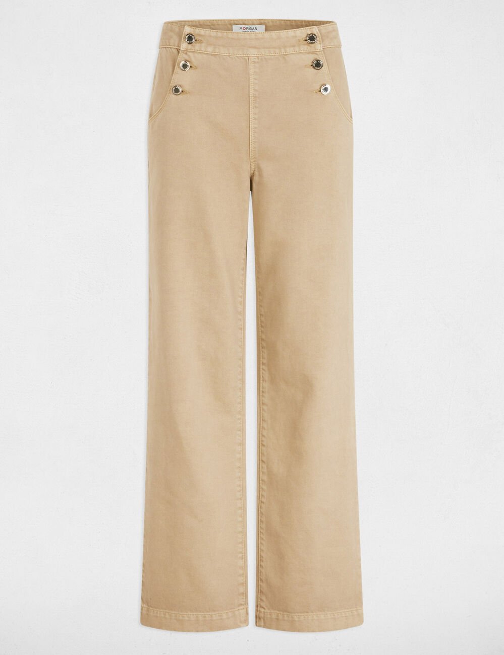 Wide leg trousers with buttons light brown women