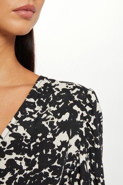 Draped fitted dress abstract print multico ladies'