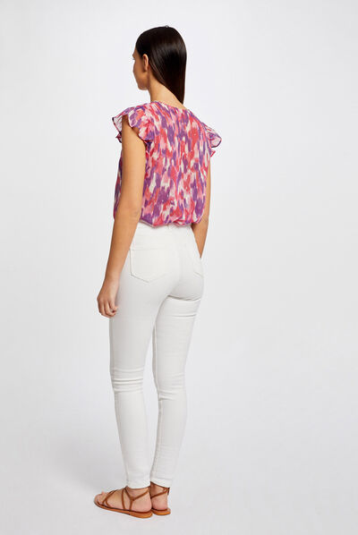 Short-sleeved blouse abstract print multico ladies'