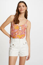 Printed top thin straps multicolored women