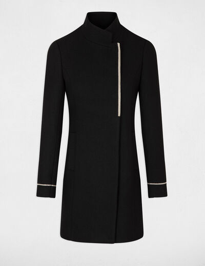 Waisted coat with jewelled details black ladies'