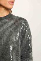 sequin sweater with round neck dark grey women Sequin sweater with round neck dark grey women