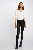 Slim trousers with wet effect black women