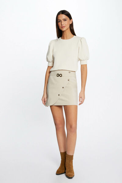 Wrap skirt with buttons beige ladies'