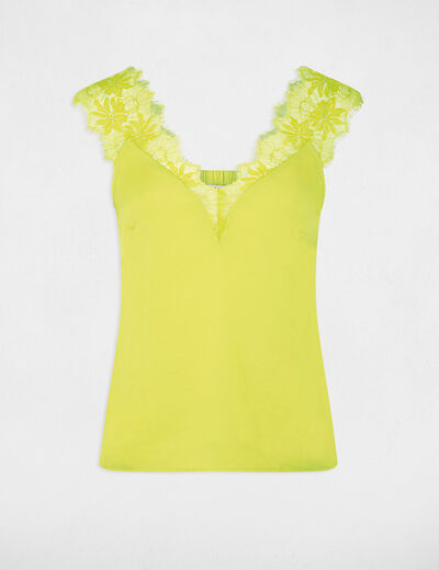 Blouse with wide straps in lace medium yellow ladies'