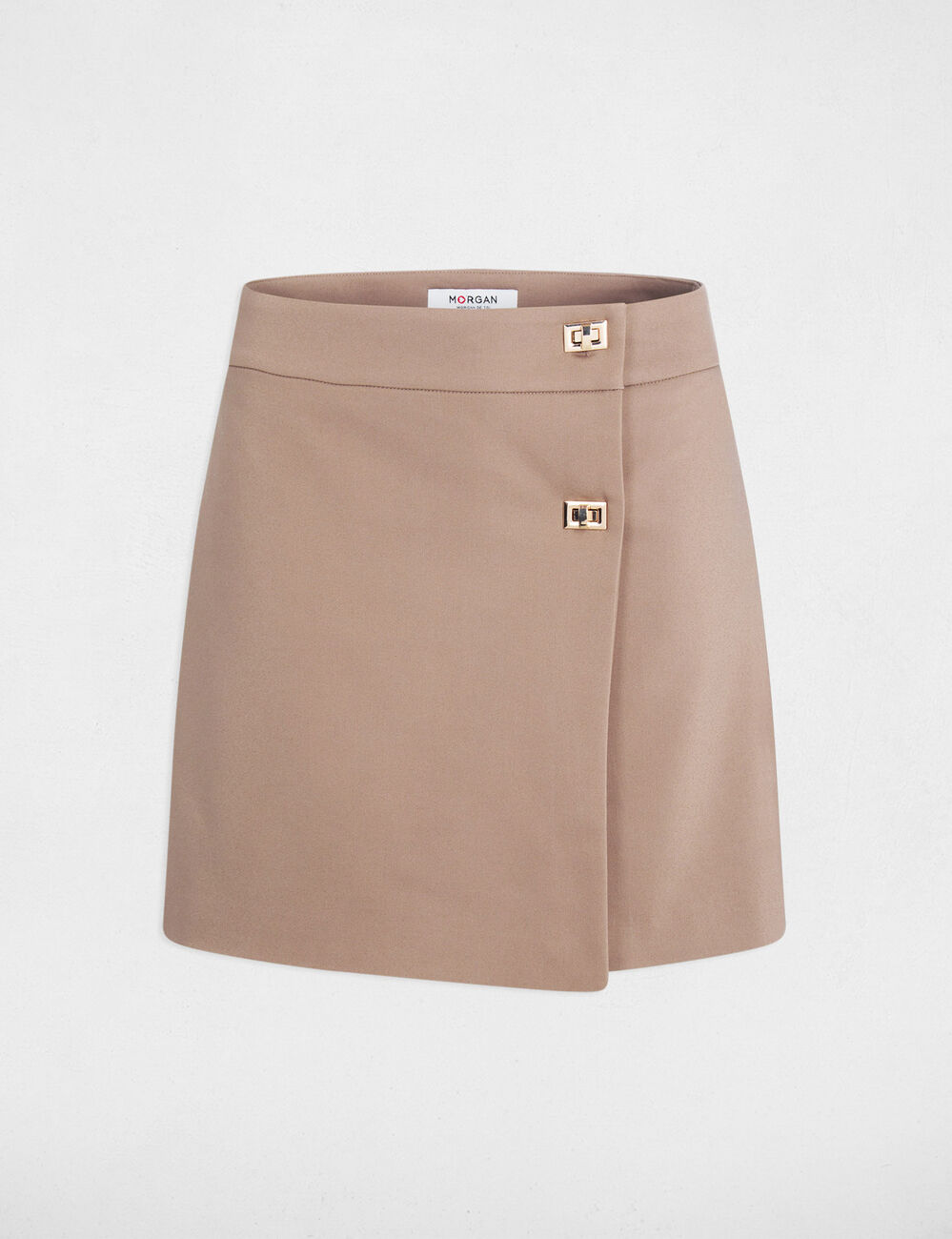 High-waisted skirt shorts taupe women