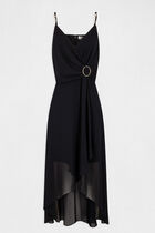 Midi dress with thin straps navy women