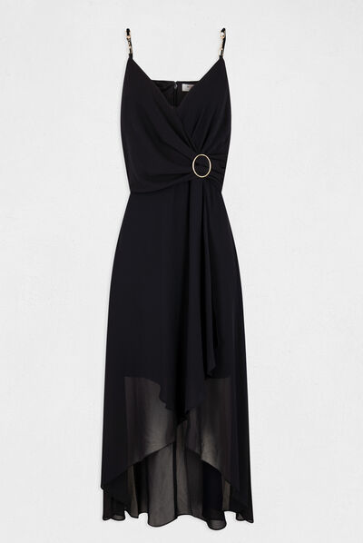 Midi dress with thin straps navy ladies'