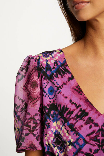 Short-sleeved t-shirt abstract print multico ladies'