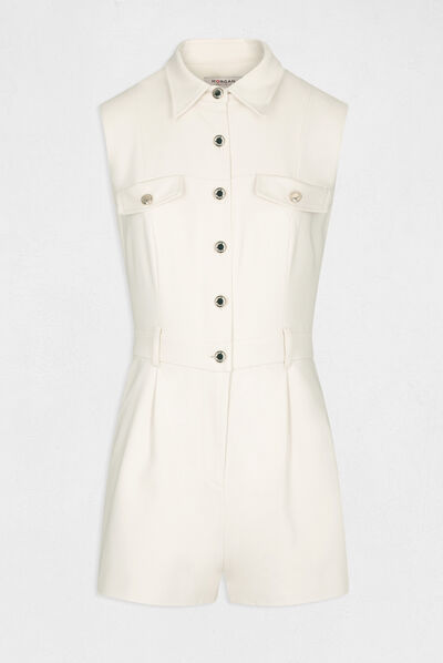 Straight buttoned playsuit ivory ladies'