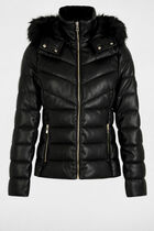 Faux leather padded jacket black women